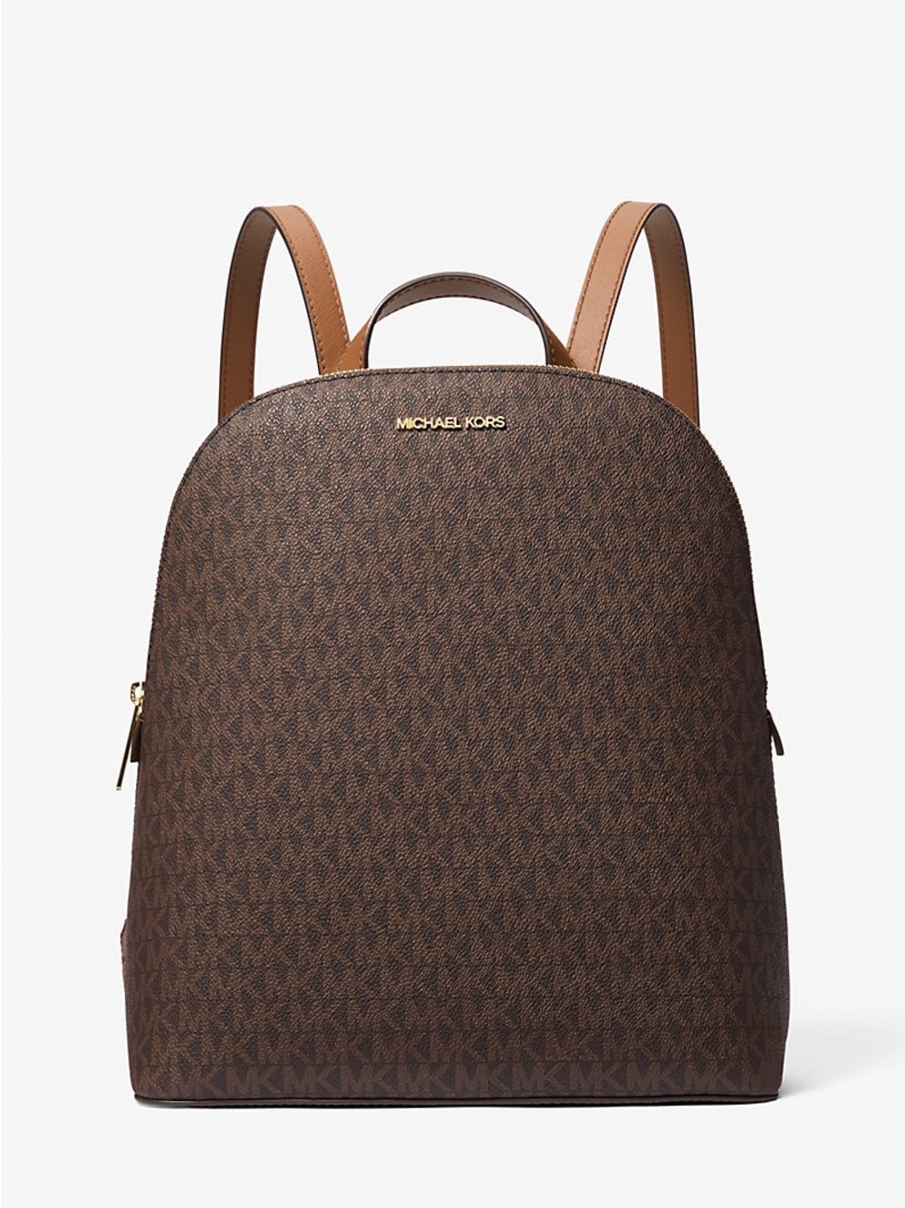 Michael Kors Brown Monogram Backpack with Tan Accents